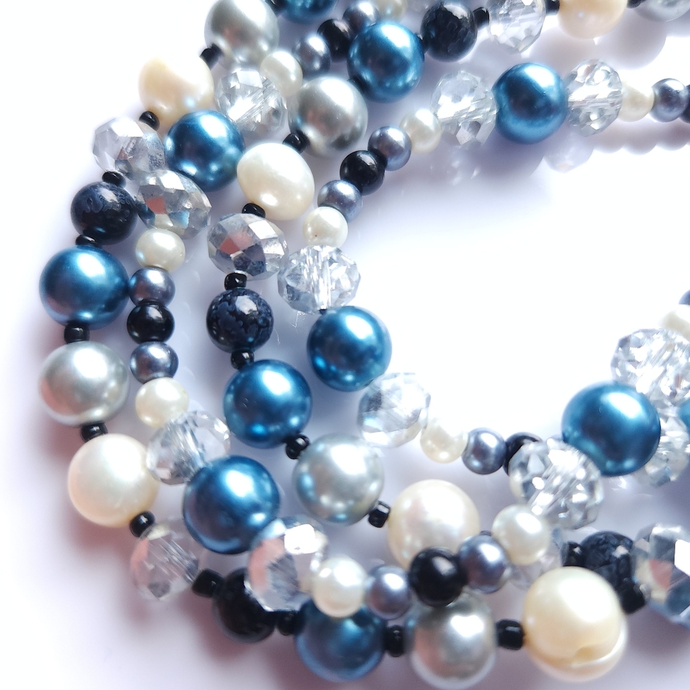 Multistrand Beaded Teardrop Pendant Necklace - Picture 5 of 7
